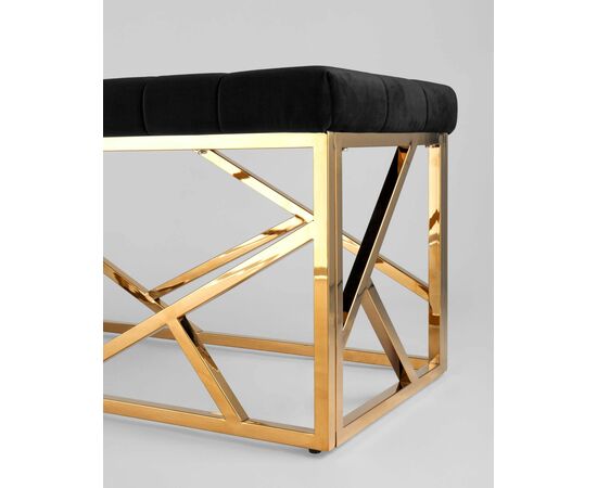 Банкетка-скамейка АРТ ДЕКО велюр черный сталь золото, изображение 5 | Интернет магазин мебели и декора LifeDekor