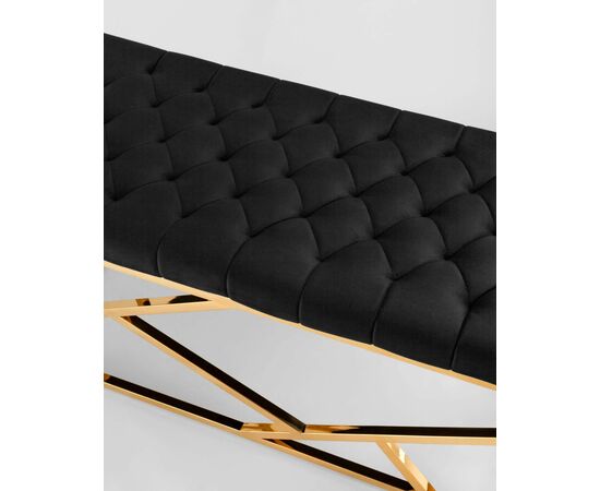 Банкетка-скамейка АРТ ДЕКО велюр черный сталь золото, изображение 6 | Интернет магазин мебели и декора LifeDekor