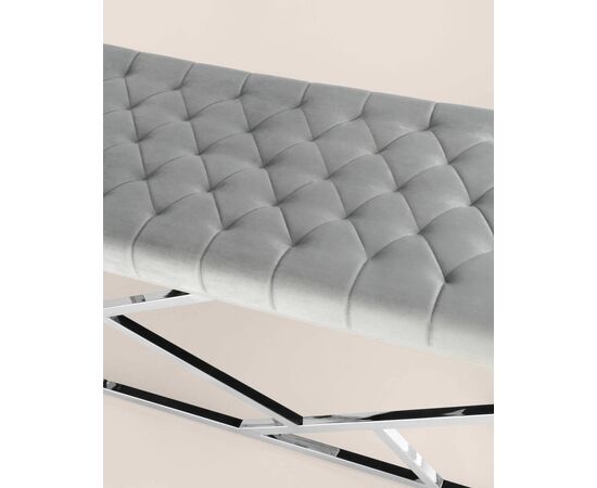 Банкетка-скамейка АРТ ДЕКО велюр серый сталь серебро, изображение 4 | Интернет магазин мебели и декора LifeDekor