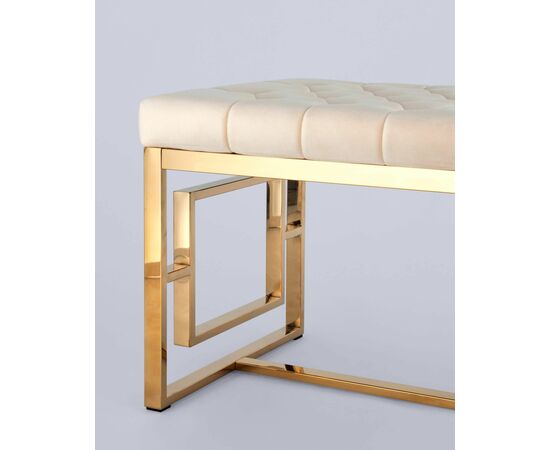 Банкетка-скамейка БРУКЛИН велюр бежевый сталь золото, изображение 4 | Интернет магазин мебели и декора LifeDekor