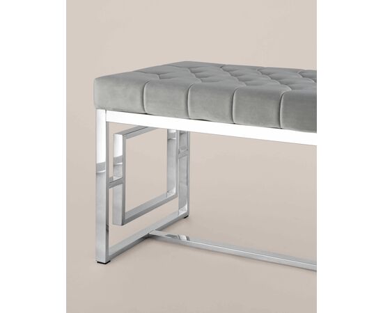 Банкетка-скамейка БРУКЛИН велюр серый сталь серебро, изображение 4 | Интернет магазин мебели и декора LifeDekor