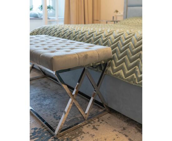 Банкетка ИНСИГНИЯ велюр серый сталь серебро, изображение 3 | Интернет магазин мебели и декора LifeDekor