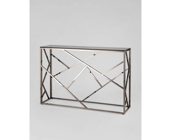 Консоль АРТ ДЕКО 115*30 стекло smoke сталь тёмный хром, изображение 2 | Интернет магазин мебели и декора LifeDekor