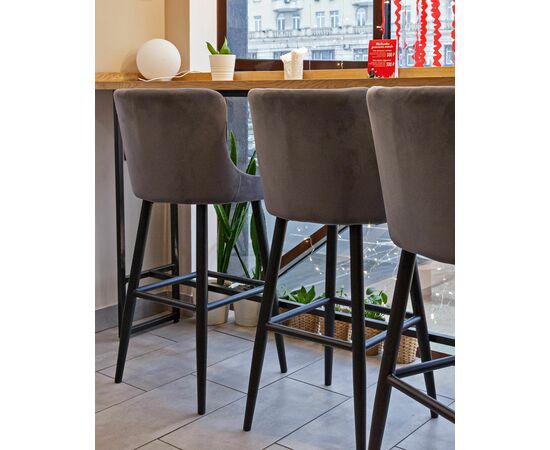 Стул барный Ститч велюр серый, изображение 3 | Интернет магазин мебели и декора LifeDekor