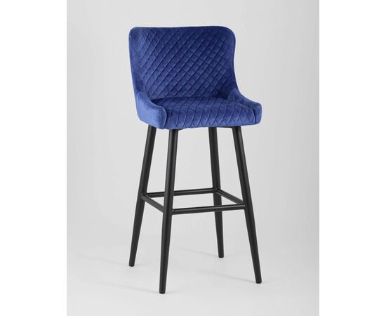 Стул барный Ститч велюр синий, изображение 2 | Интернет магазин мебели и декора LifeDekor