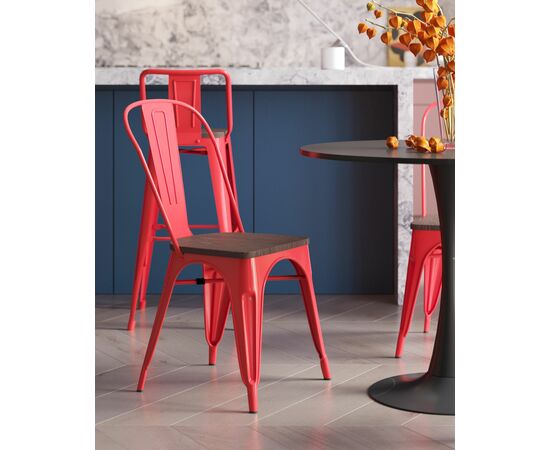 Стул TOLIX WOOD красный глянцевый, изображение 4 | Интернет магазин мебели и декора LifeDekor