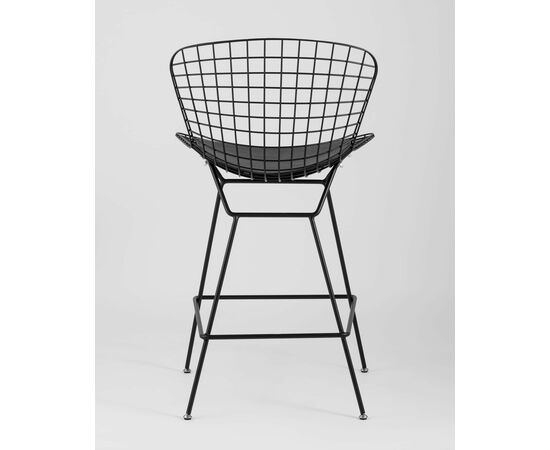 Стул полубарный с низкой спинкой Bertoia черный с черной подушкой, изображение 6 | Интернет магазин мебели и декора LifeDekor