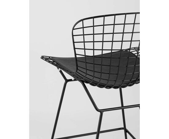 Стул полубарный с низкой спинкой Bertoia черный с черной подушкой, изображение 8 | Интернет магазин мебели и декора LifeDekor