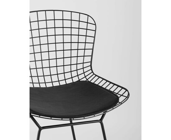 Стул полубарный с низкой спинкой Bertoia черный с черной подушкой, изображение 9 | Интернет магазин мебели и декора LifeDekor
