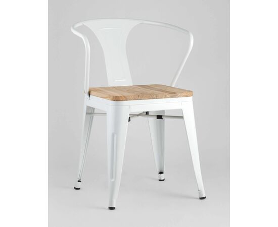 Стул TOLIX ARM WOOD с подлокотниками белый, изображение 2 | Интернет магазин мебели и декора LifeDekor