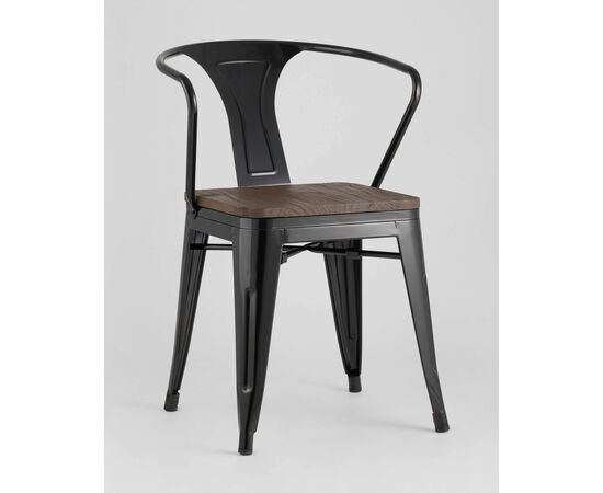 Стул TOLIX ARM WOOD с подлокотниками черный, изображение 2 | Интернет магазин мебели и декора LifeDekor