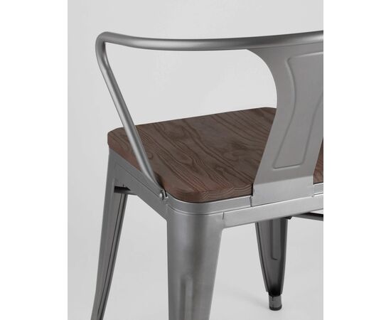 Стул TOLIX ARM WOOD с подлокотниками серебристый, изображение 19 | Интернет магазин мебели и декора LifeDekor