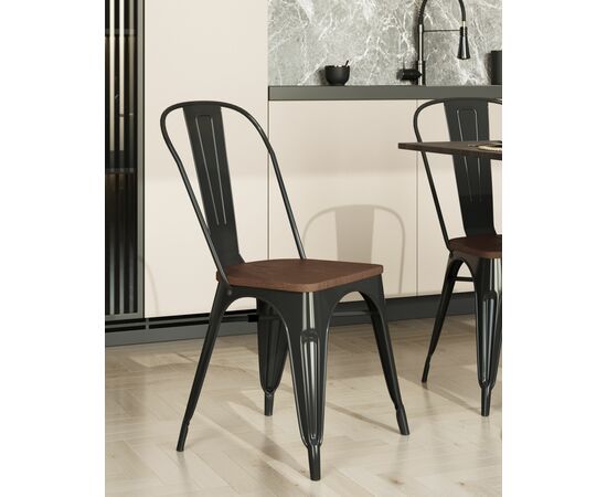 Стул TOLIX WOOD черный глянцевый, изображение 3 | Интернет магазин мебели и декора LifeDekor