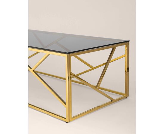 Журнальный стол 120*60 АРТ ДЕКО стекло smoke сталь золото, изображение 6 | Интернет магазин мебели и декора LifeDekor