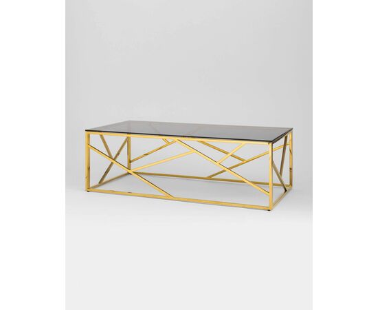 Журнальный стол 120*60 АРТ ДЕКО стекло smoke сталь золото, изображение 2 | Интернет магазин мебели и декора LifeDekor
