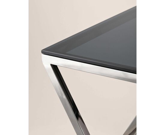 Журнальный стол 55*55 ИНСИГНИЯ сталь темный хром стекло smoke, изображение 4 | Интернет магазин мебели и декора LifeDekor