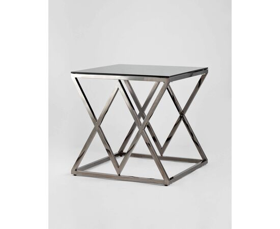 Журнальный стол 55*55 ИНСИГНИЯ сталь темный хром стекло smoke, изображение 2 | Интернет магазин мебели и декора LifeDekor