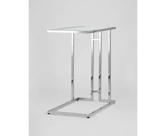 Журнальный столик 50*32 БОСТОН прозрачное стекло сталь серебро, изображение 2 | Интернет магазин мебели и декора LifeDekor