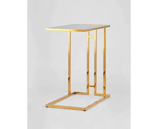 Журнальный столик 50*32 БОСТОН стекло smoke сталь золото, изображение 2 | Интернет магазин мебели и декора LifeDekor