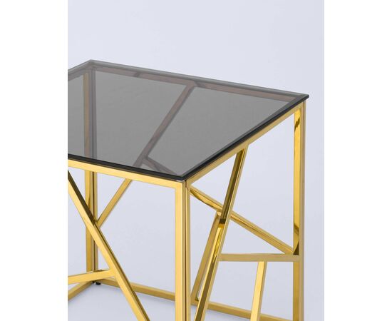 Журнальный столик 55*55 АРТ ДЕКО золото стекло smoke, изображение 4 | Интернет магазин мебели и декора LifeDekor