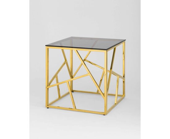 Журнальный столик 55*55 АРТ ДЕКО золото стекло smoke, изображение 2 | Интернет магазин мебели и декора LifeDekor