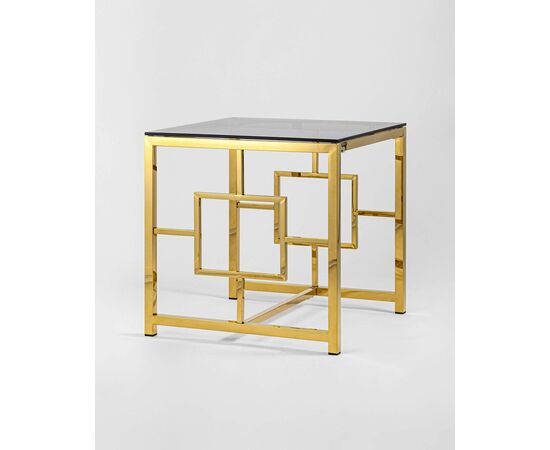 Журнальный столик 55*55 БРУКЛИН стекло smoke сталь золото, изображение 2 | Интернет магазин мебели и декора LifeDekor
