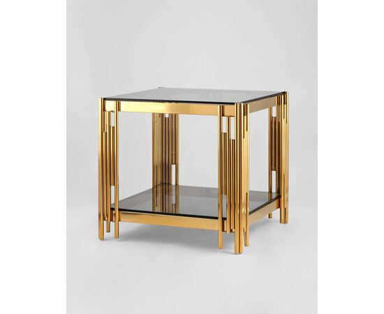 Журнальный столик 55*55 ГЭТСБИ золото стекло smoke, изображение 2 | Интернет магазин мебели и декора LifeDekor