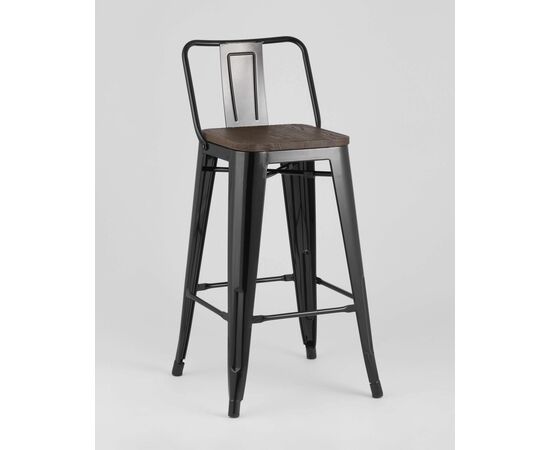 Стул полубарный TOLIX WOOD со спинкой черный глянцевый, изображение 2 | Интернет магазин мебели и декора LifeDekor