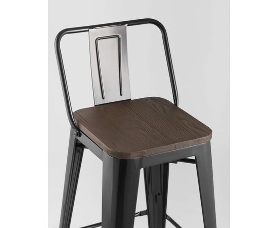 Стул полубарный TOLIX WOOD со спинкой черный глянцевый, изображение 8 | Интернет магазин мебели и декора LifeDekor
