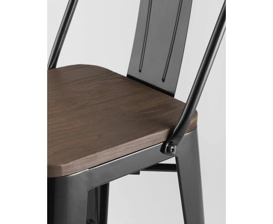 Стул полубарный TOLIX WOOD со спинкой черный глянцевый, изображение 9 | Интернет магазин мебели и декора LifeDekor