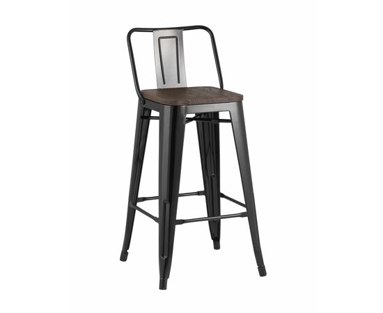 Стул полубарный TOLIX WOOD со спинкой черный глянцевый | Интернет магазин мебели и декора LifeDekor