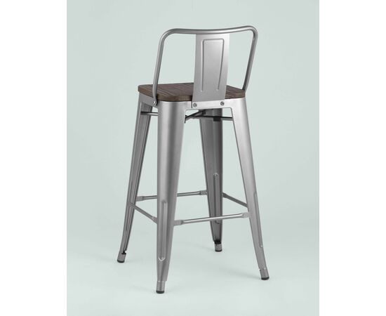 Стул полубарный TOLIX WOOD со спинкой серебристый матовый, изображение 7 | Интернет магазин мебели и декора LifeDekor