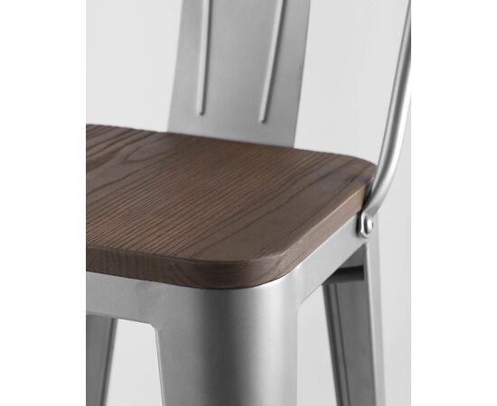Стул полубарный TOLIX WOOD со спинкой серебристый матовый, изображение 9 | Интернет магазин мебели и декора LifeDekor