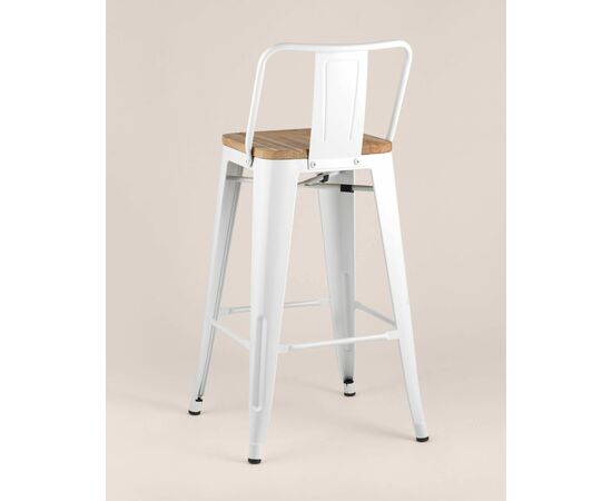 Стул полубарный TOLIX WOOD со спинкой белый глянцевый, изображение 6 | Интернет магазин мебели и декора LifeDekor