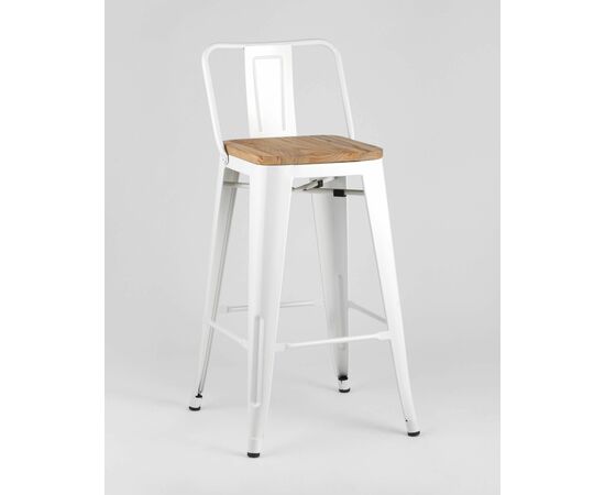 Стул полубарный TOLIX WOOD со спинкой белый глянцевый, изображение 2 | Интернет магазин мебели и декора LifeDekor