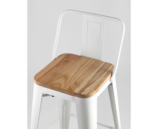 Стул полубарный TOLIX WOOD со спинкой белый глянцевый, изображение 9 | Интернет магазин мебели и декора LifeDekor