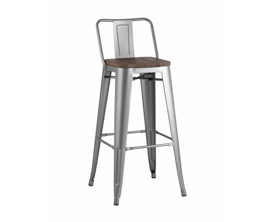 Стул полубарный TOLIX WOOD со спинкой серебристый матовый | Интернет магазин мебели и декора LifeDekor