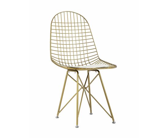 Стул обеденный Eiffel золотой с белой подушкой | Интернет магазин мебели и декора LifeDekor