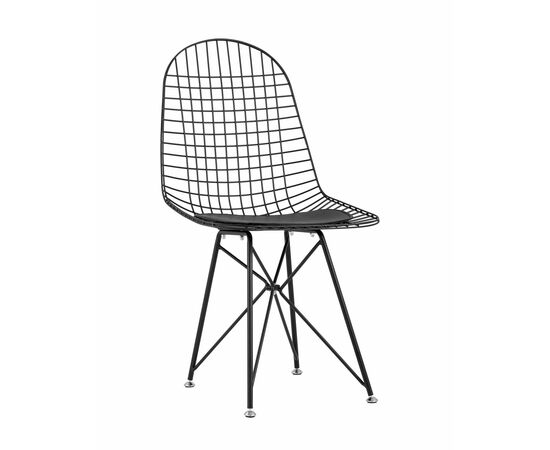 Стул обеденный Eiffel черный с черной подушкой | Интернет магазин мебели и декора LifeDekor