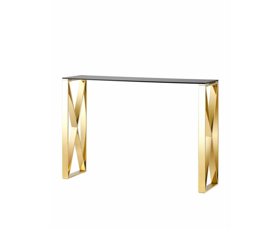 Консоль КРОСС 115*30 золото стекло smoke | Интернет магазин мебели и декора LifeDekor