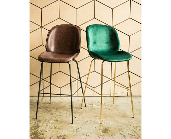 Стул барный Beetle PU со спинкой коричневый, изображение 3 | Интернет магазин мебели и декора LifeDekor