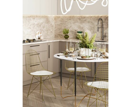 Стул обеденный Eiffel золотой с белой подушкой, изображение 4 | Интернет магазин мебели и декора LifeDekor