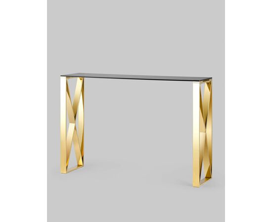 Консоль КРОСС 115*30 золото стекло smoke, изображение 2 | Интернет магазин мебели и декора LifeDekor