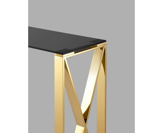 Консоль КРОСС 115*30 золото стекло smoke, изображение 6 | Интернет магазин мебели и декора LifeDekor