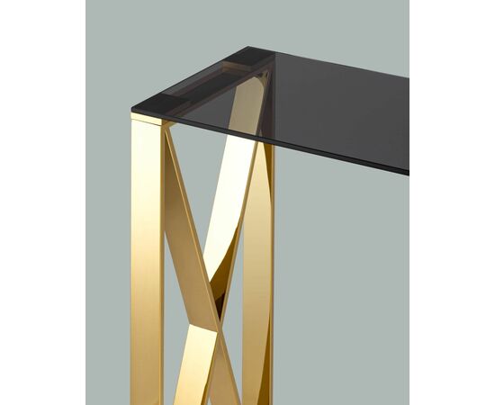 Консоль КРОСС 115*30 золото стекло smoke, изображение 4 | Интернет магазин мебели и декора LifeDekor