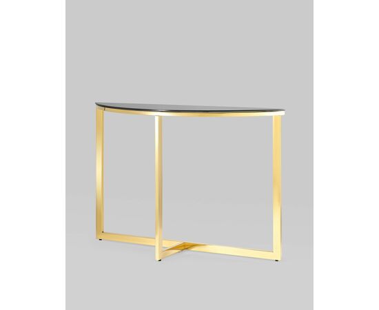 Консоль полукруглая АЛЬБА 115*30 золото стекло черное, изображение 2 | Интернет магазин мебели и декора LifeDekor