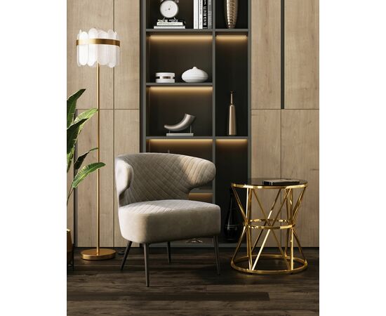 Журнальный стол 50*50 ВИВА золото стекло черное, изображение 3 | Интернет магазин мебели и декора LifeDekor