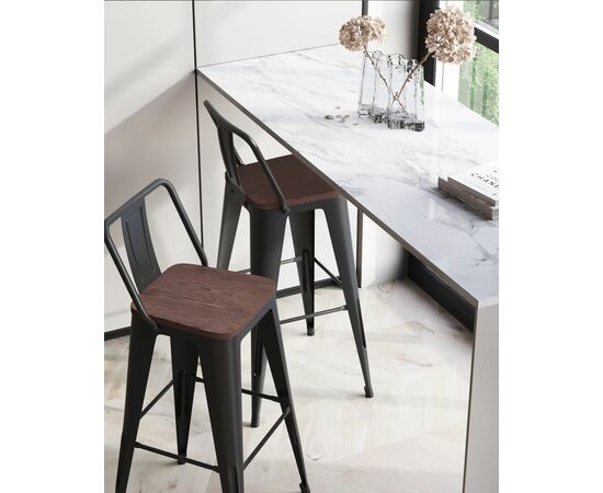 Стул барный TOLIX WOOD со спинкой черный глянцевый, изображение 4 | Интернет магазин мебели и декора LifeDekor