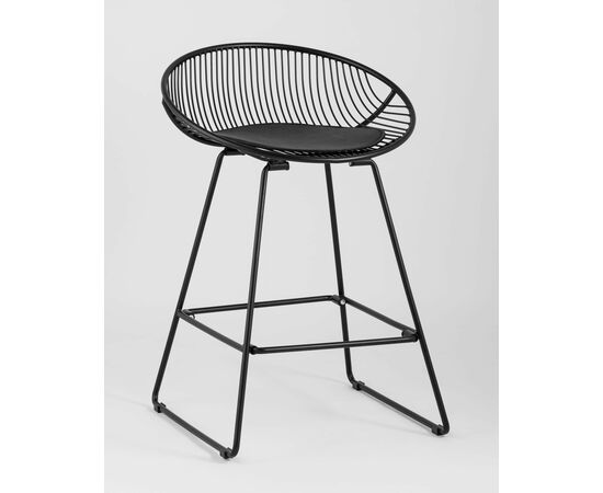 Стул полубарный UFO черный с черной подушкой, изображение 2 | Интернет магазин мебели и декора LifeDekor