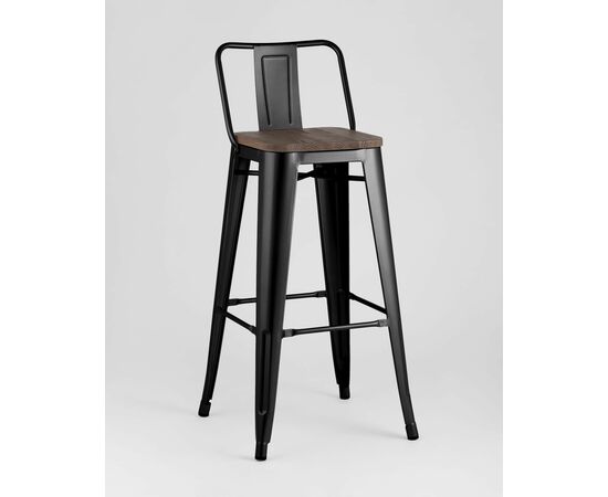 Стул барный TOLIX WOOD со спинкой черный глянцевый, изображение 2 | Интернет магазин мебели и декора LifeDekor